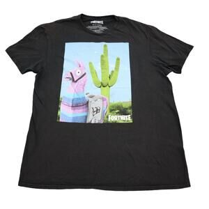 Fornite Shirt Mens L Black Short Sleeve Crew Neck Graphic Print Cotton T Shirt